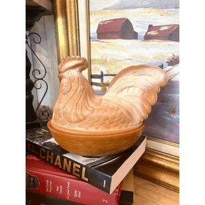 Fenton Rooster on Nest 100th Anniversary Slag Glass Covered Dish